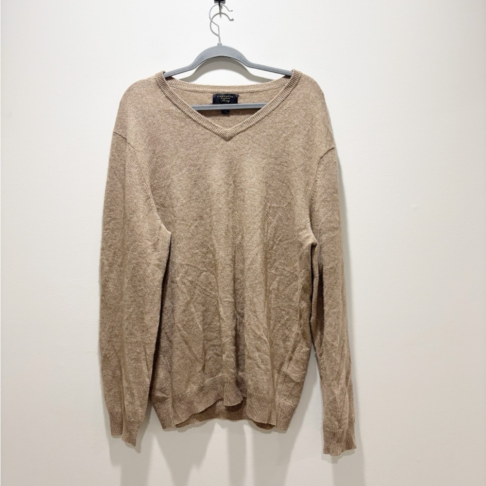 Cashmere Club Room Men's Tan V-Neck Sweater Size XL